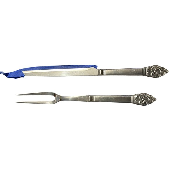 Vintage Oneida Silver Vinland Stainless 2-Piece Carving Set Satin - Picture 3 of 5